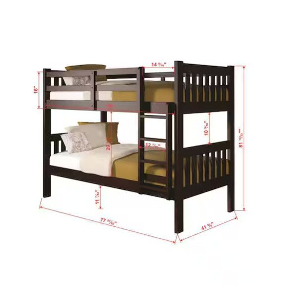 Donco Tw/Tw Mission Bunkbed in Dark Cappuccino (1010)