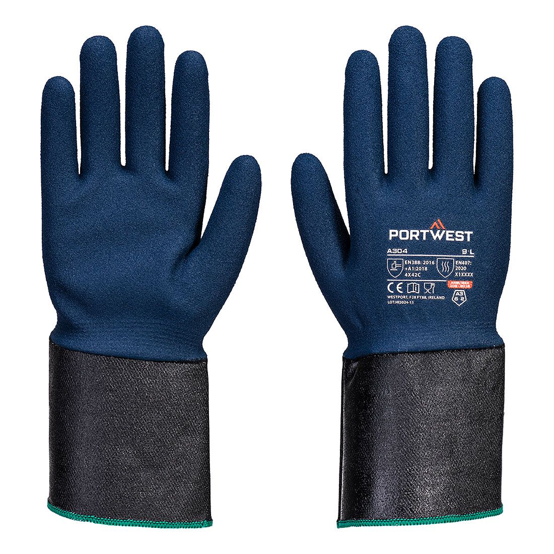 Portwest C13 Nitrile Foam Extend Cuff Glove Gray/Blue A304