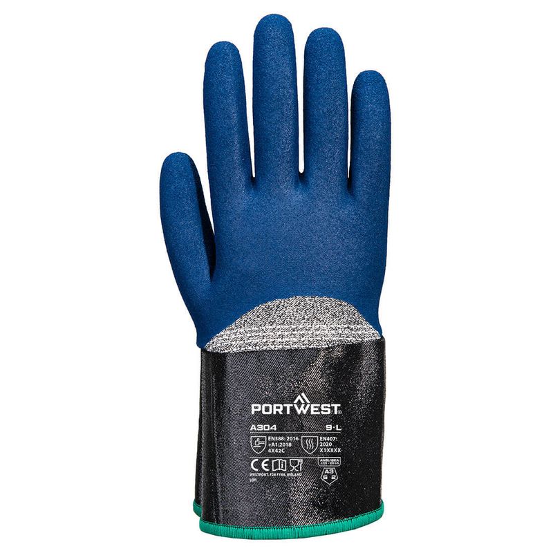 Portwest C13 Nitrile Foam Extend Cuff Glove Gray/Blue A304