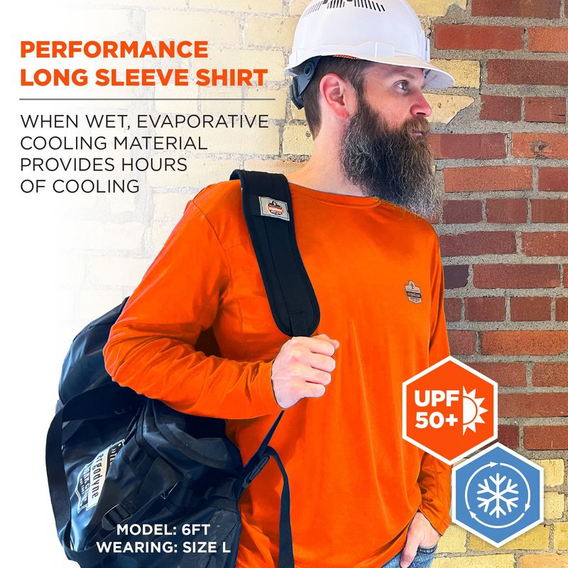 Ergodyne Chill-Its® Cooling Long Sleeve Sun Shirt, Orange- 6689