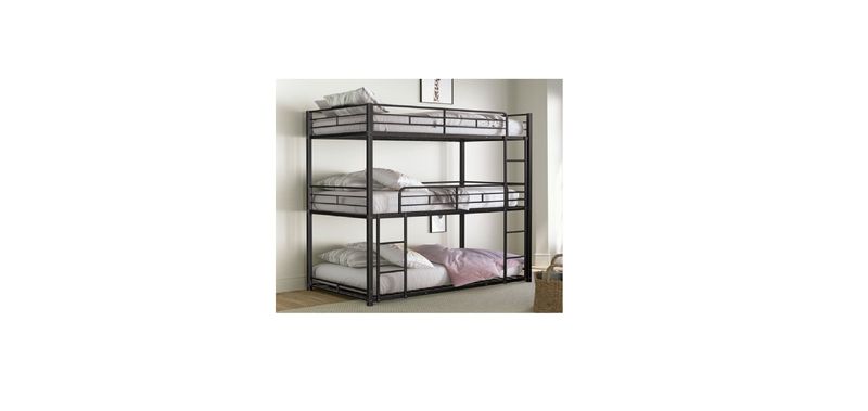 Felgu Black K/D Triple Twin Metal Bunked Bed (FM-BK909BK-T-1)
