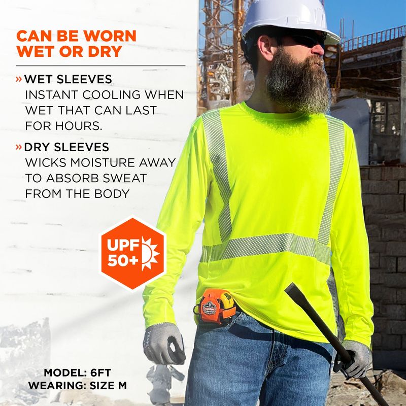 Ergodyne Chill-Its® Class 2 Cooling Hi-Vis Sun Shirt, Lime- 6688