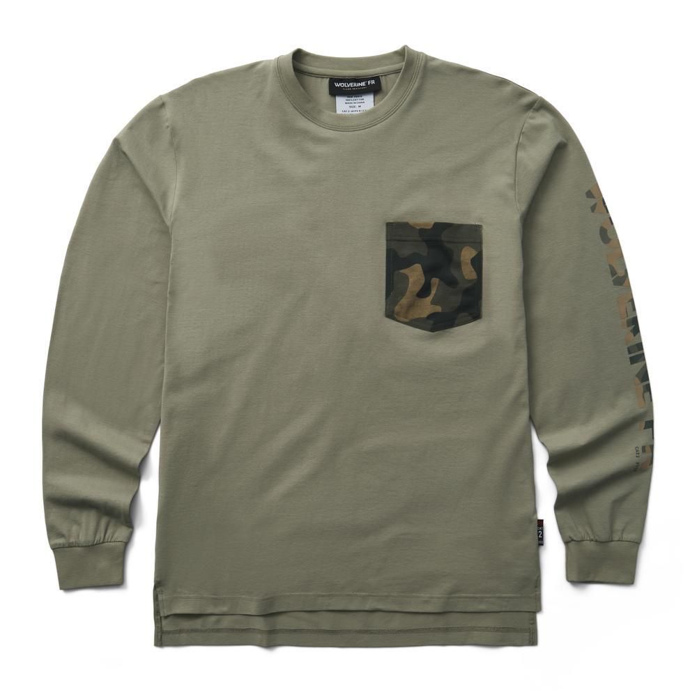 Wolverine FR Built Camo Graphic T-Shirt, Sage- W1214260-343 Wolverine FR Built Camo Graphic T-Shirt, Sage- W1214260-343