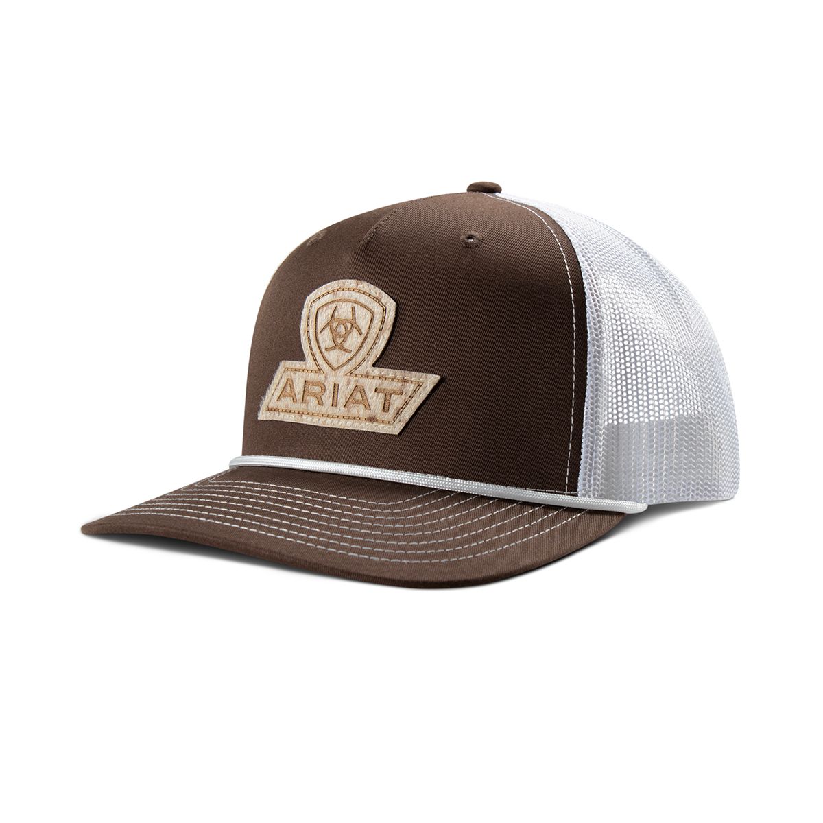 Ariat Mens Richardson 112 Cap Snap Back Calf Hair Patch Brown