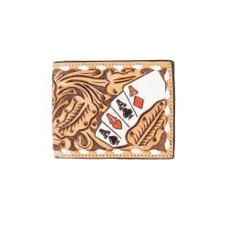 3D Mens Bifold Wallet Hand Painted Ace Cards Natural D250010548