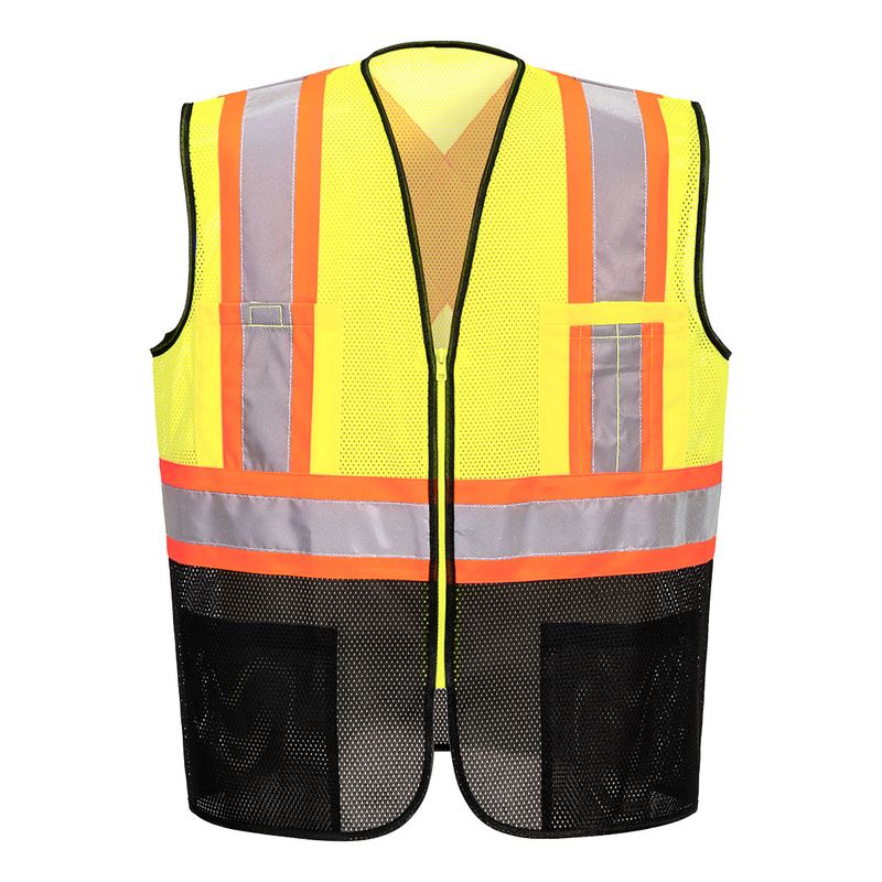 Portwest NON-FR Frisco Hi-Vis X Back Contrast Executive Vest Yellow/Black- US395