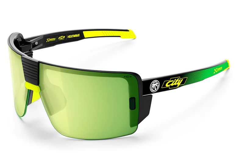 Heatwave Vector Z87+ : GLOSS Black Frame / Radium Green Lens - City of Chevrolet Arms