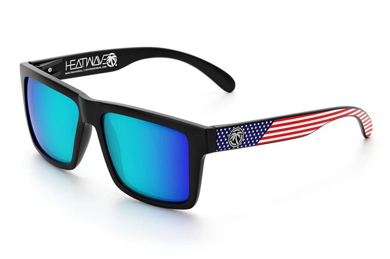 Heatwave Vise Z87 Sunglasses: Black Frame / Polarized Galaxy - Stars and Stripes USA Arms