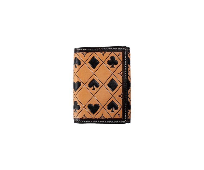3D Mens Trifold Wallet Card Suits Brown D250018602