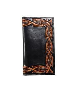 Nocona Mens Rodeo Wallet Tooled Scrolling Black N500049401