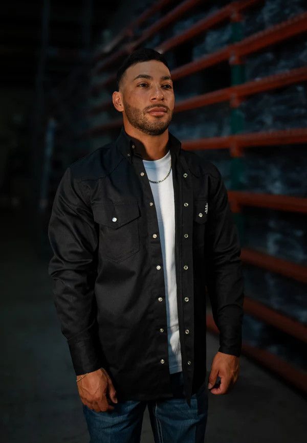 STATIC FR Western Style Pearl Snap Shirt Black STATIC FR Western Style Pearl Snap Shirt Black