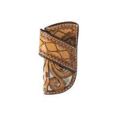 3D Leather Knife Sheath Floral Calf Hair Underlay Tan D8401308 3D Leather Knife Sheath Floral Calf Hair Underlay Tan D8401308