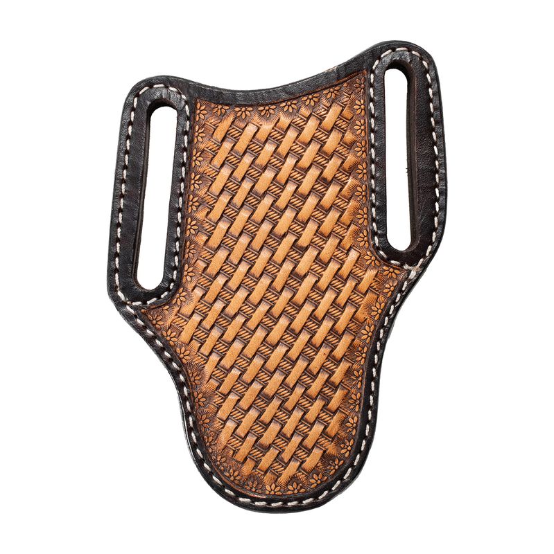 3D Knife Sheath Large Pancake Style Basket Weave Brown D8403802