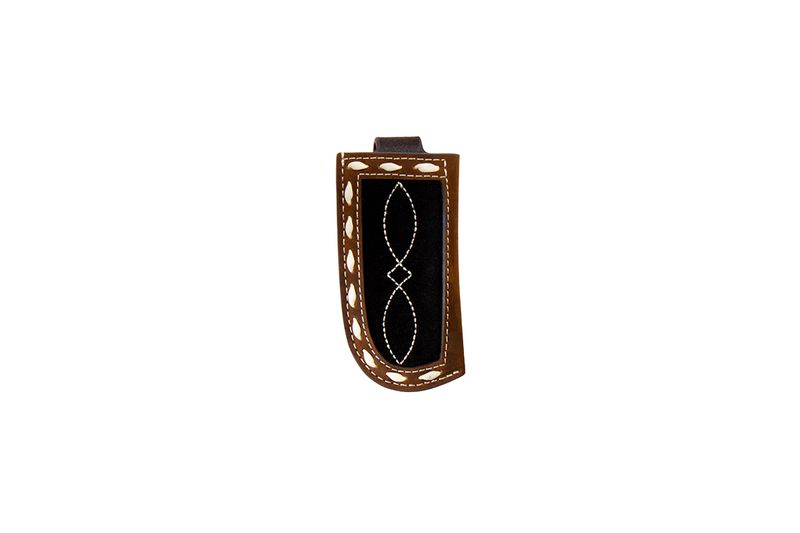 3D Knife Sheath Roughout Boot Stitch Black Brown D84040107