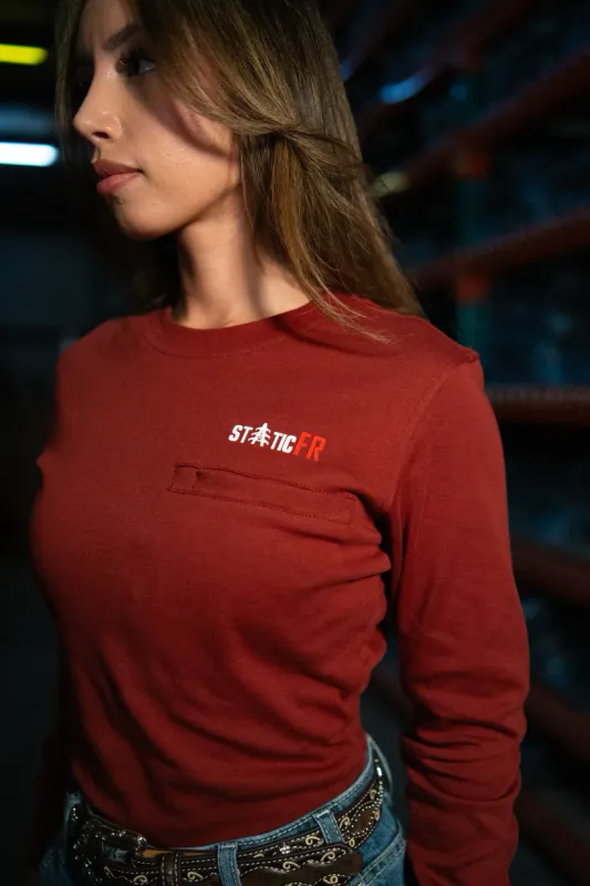 STATIC FR Women's Crew Neck - Wine Red