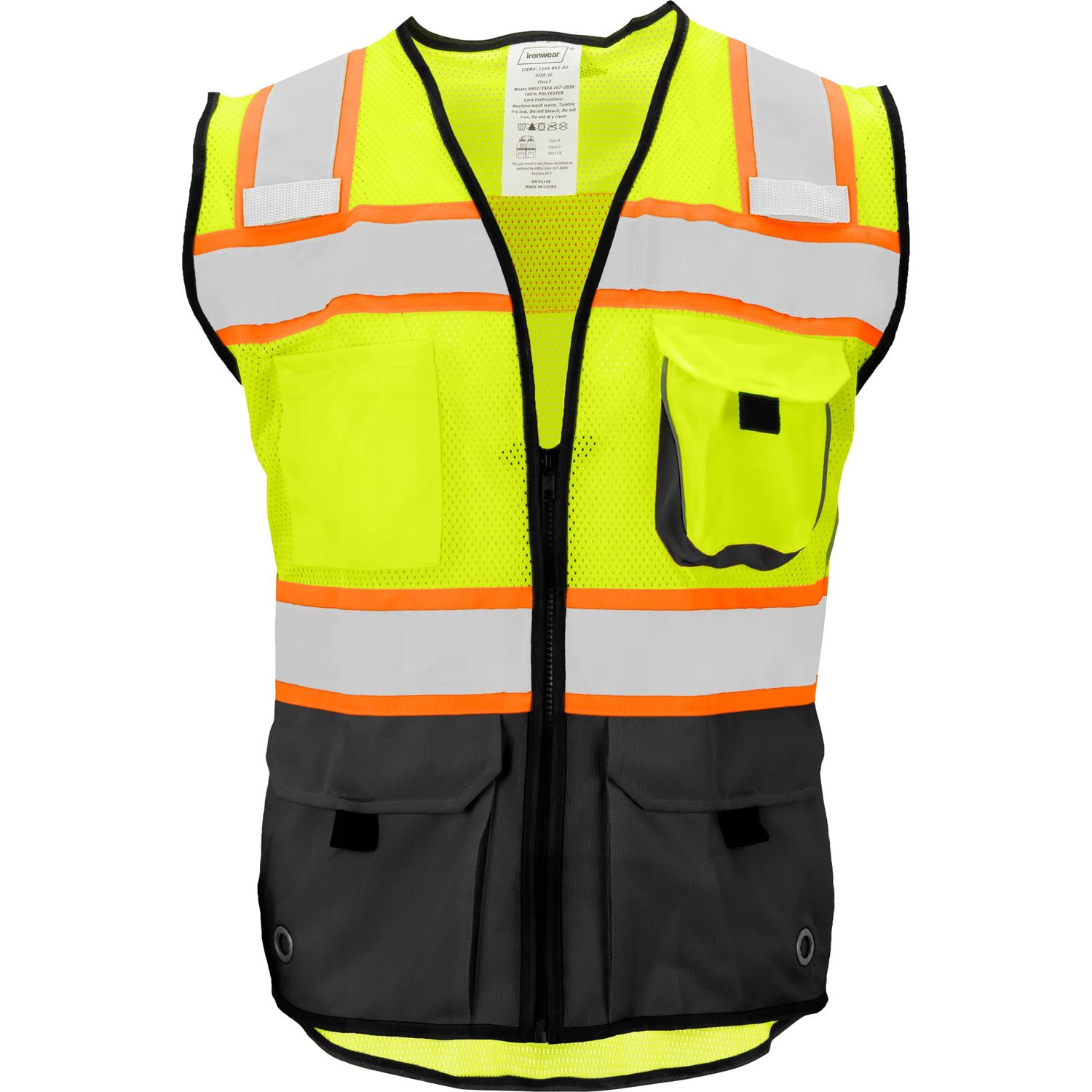 IronwearType R Class 2 Hi Vis Reflective Two Tone Zipper Polyester Mesh Safety Vest- 1244-Z-RD IronwearType R Class 2 Hi Vis Reflective Two Tone Zipper Polyester Mesh Safety Vest- 1244-Z-RD