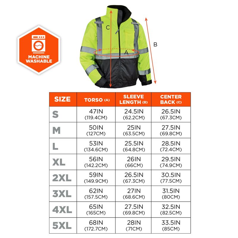 Ergodyne GloWear Orange Hi-Vis Winter Bomber Jacket, Class 3- 8377
