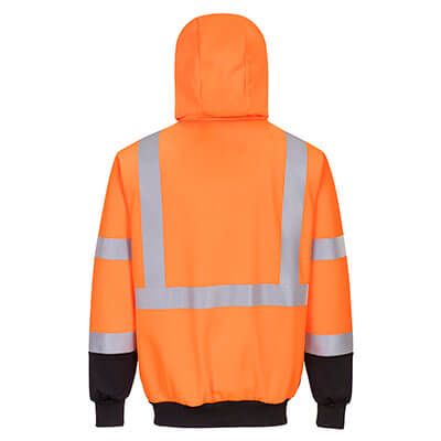 Portwest NON-FR Hi-Vis 2-Tone Zipped Hoodie, Orange/Black- UB315