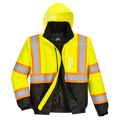 Portwest NON-FR Hi-Vis Contrast Tape Bomber Yellow/Black- US368
