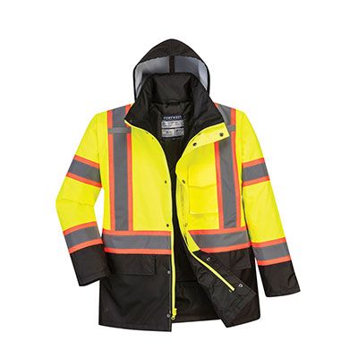 Portwest NON-FR Hi-Vis Contrast Traffic Jacket, Yellow/Black- US369