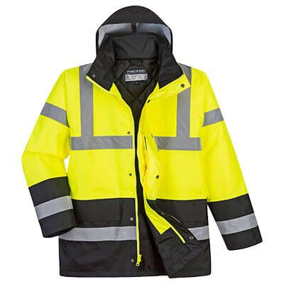 Portwest NON-FR Hi-Vis Contrast Traffic Jacket, Yellow/Black- US466