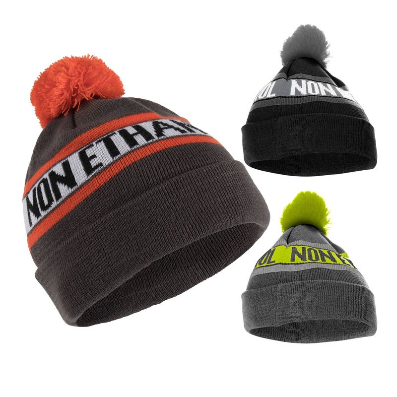 Petrol Pom Beanie, Ethanol, Ink Gray/Orange