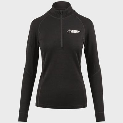 Women's FZN Merino Quarter Zip, Black