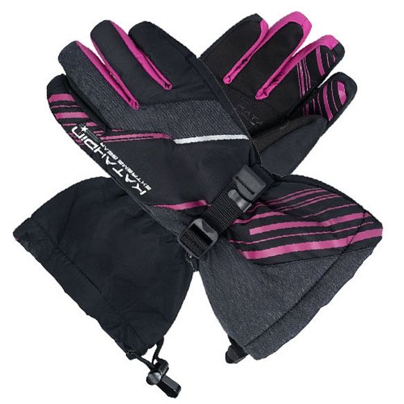 Katahdin Gloves, Black/Grey/Pink, Size: SM