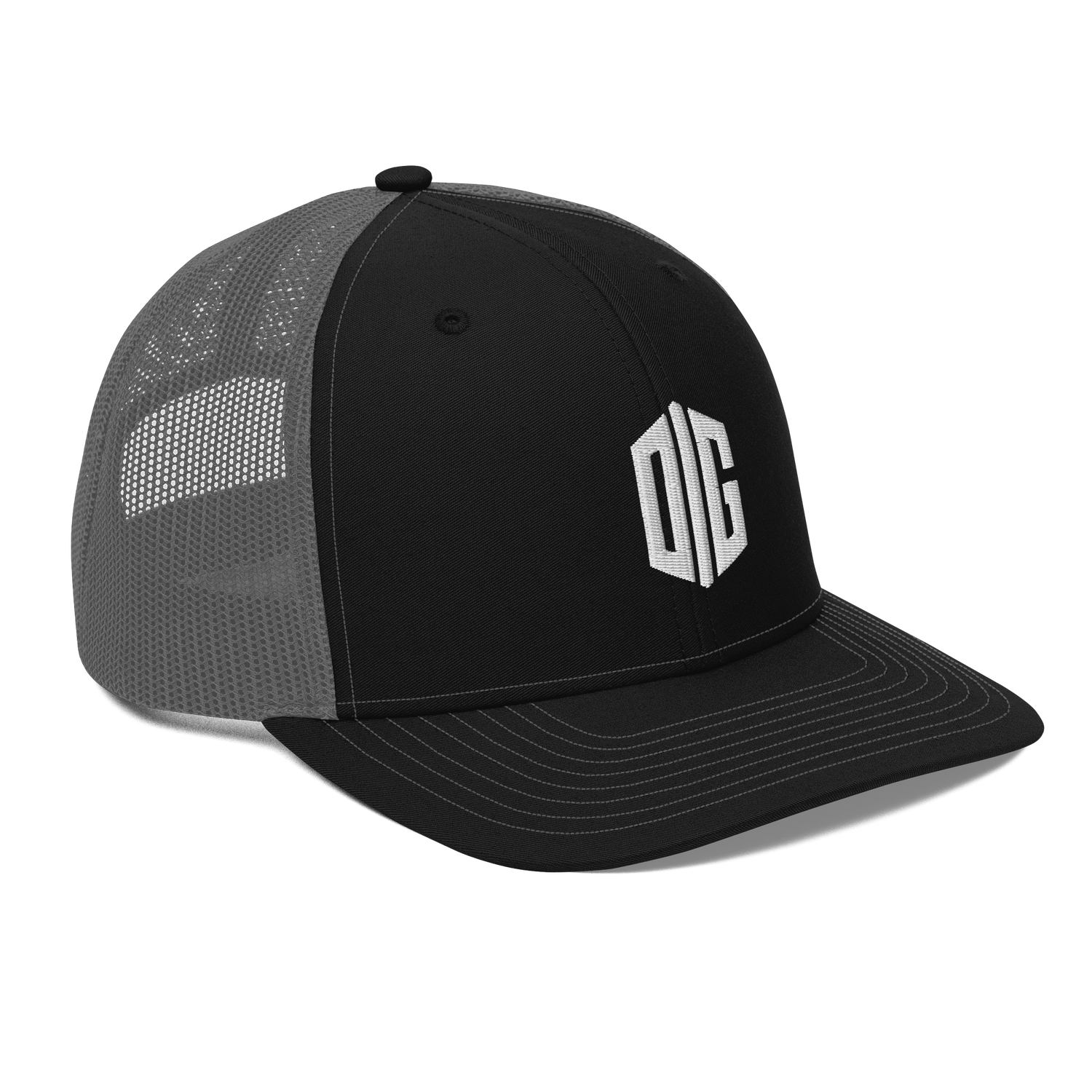 Darkblend Graphic Iconic Embroidered Two-Tone Trucker Cap (Black)