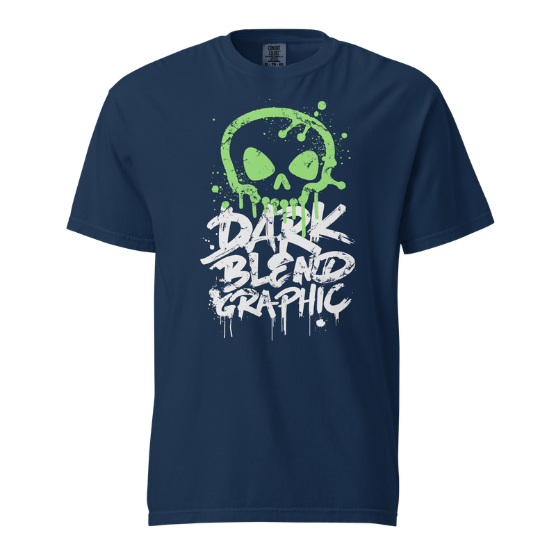Darkblend Graphic Graffiti Skull Premium Heavyweight Graphic Tee (Vintage Navy)