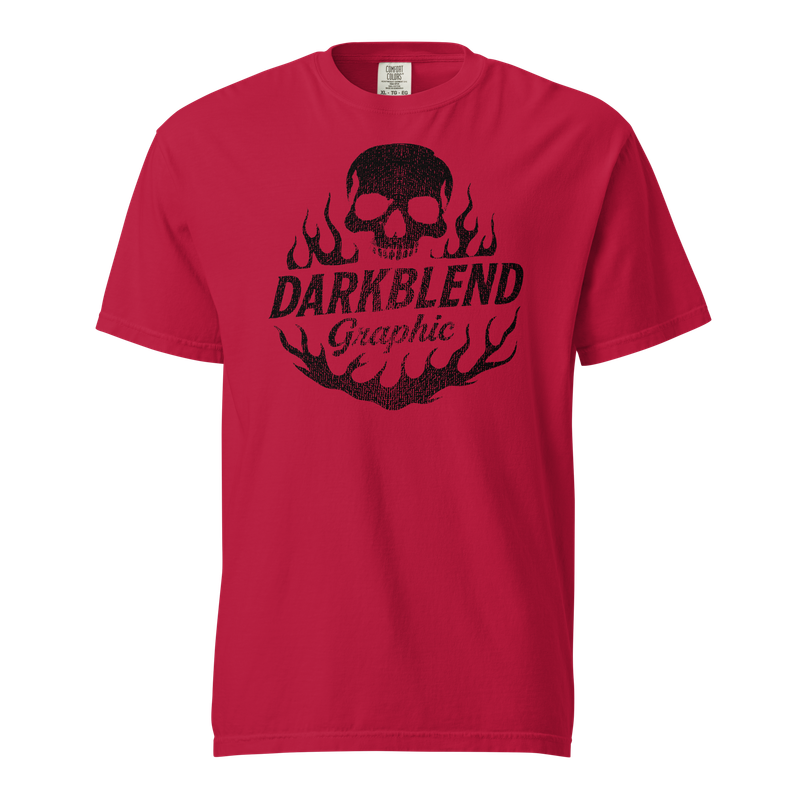 Darkblend Graphic DRK Flame Skull Premium Heavyweight Graphic Tee (Vintage Red)
