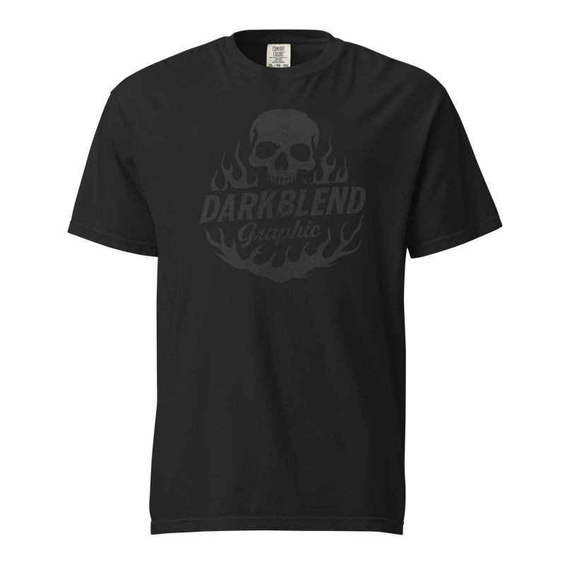 Darkblend Graphic DRK Flame Skull Premium Heavyweight Graphic Tee (Vintage Blackout)