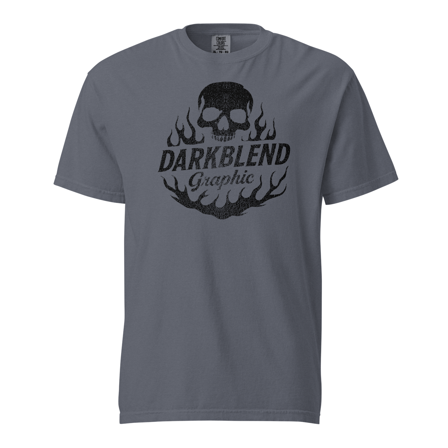 DRK Flame Skull Premium Heavyweight Graphic Tee (Vintage Denim)