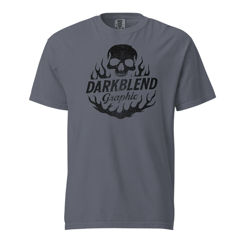 DRK Flame Skull Premium Heavyweight Graphic Tee (Vintage Denim)