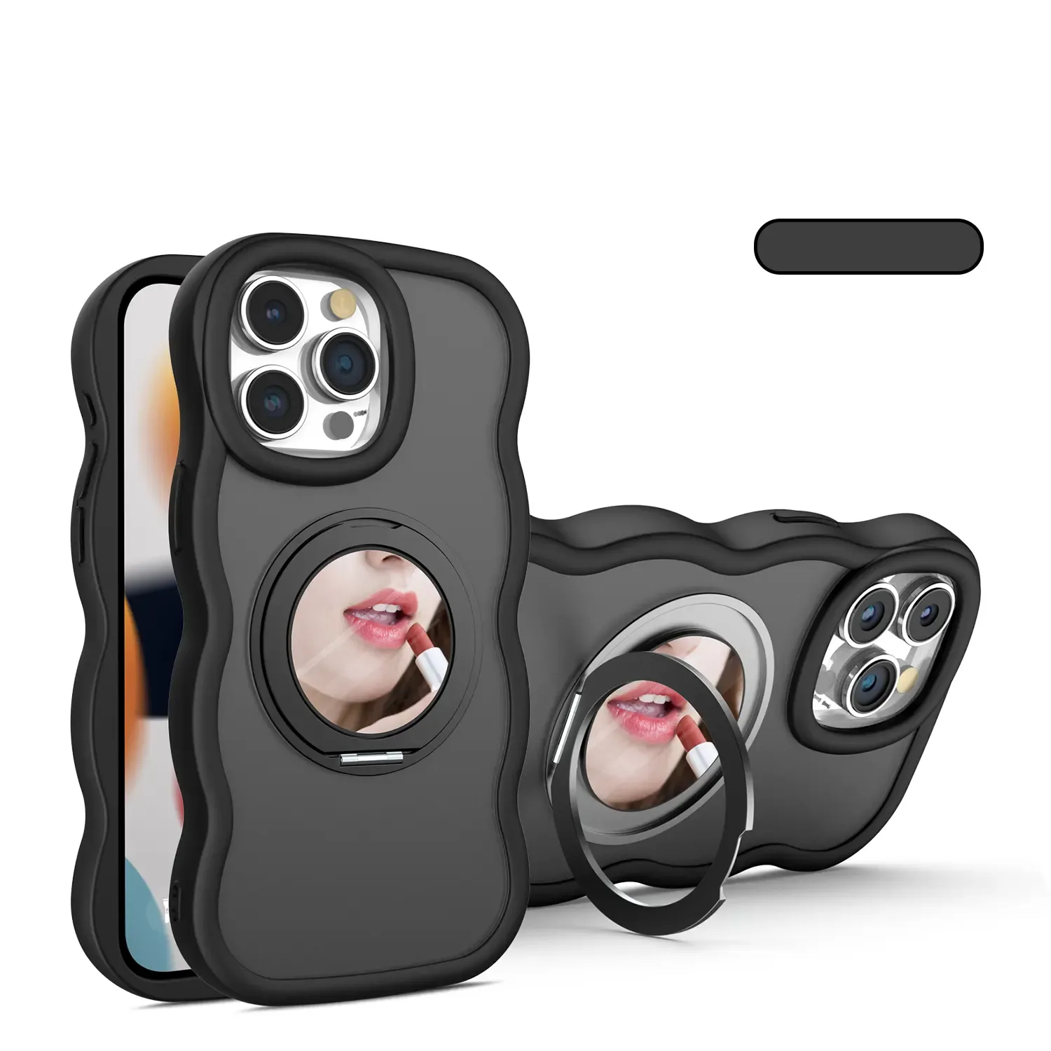 Wavy Case protector with Rear Mirror for iPhone 15 PRO