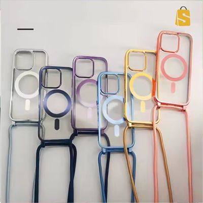 Luxury Shockproof iPhone 15 Pro Case with MagSafe &amp; Necklace Strap