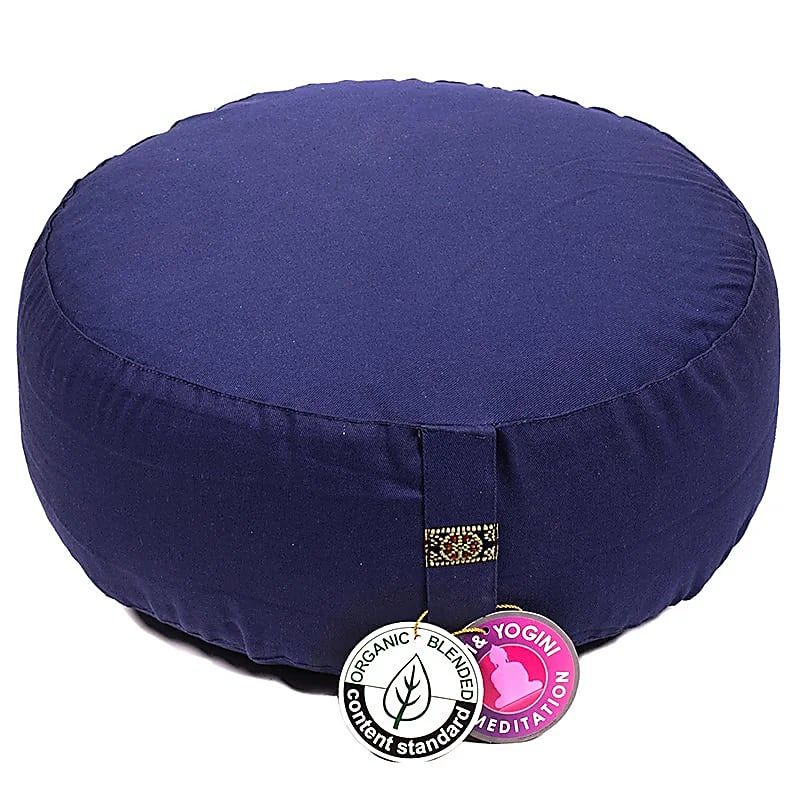 Zafu coussin de méditation coton Bio bleu
