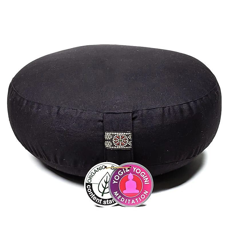 Zafu coussin de méditation coton Bio Noir taille basse