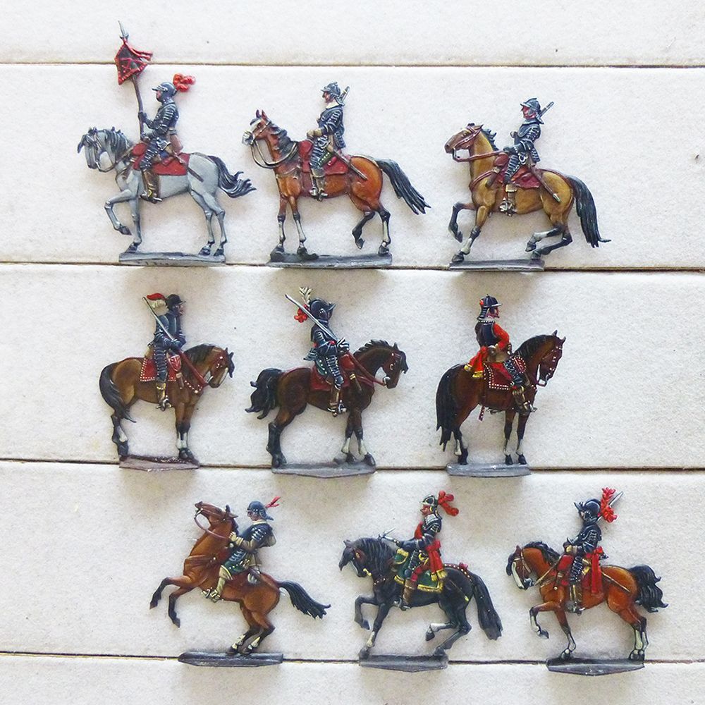 9 Zinnfiguren Kavallerie 30jähriger Krieg Luxusbemalung