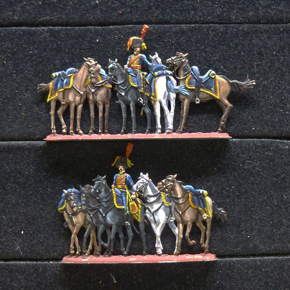 2 Zinnfiguren Frankreich Artillerie Pferdehalter Napoleon bemalt