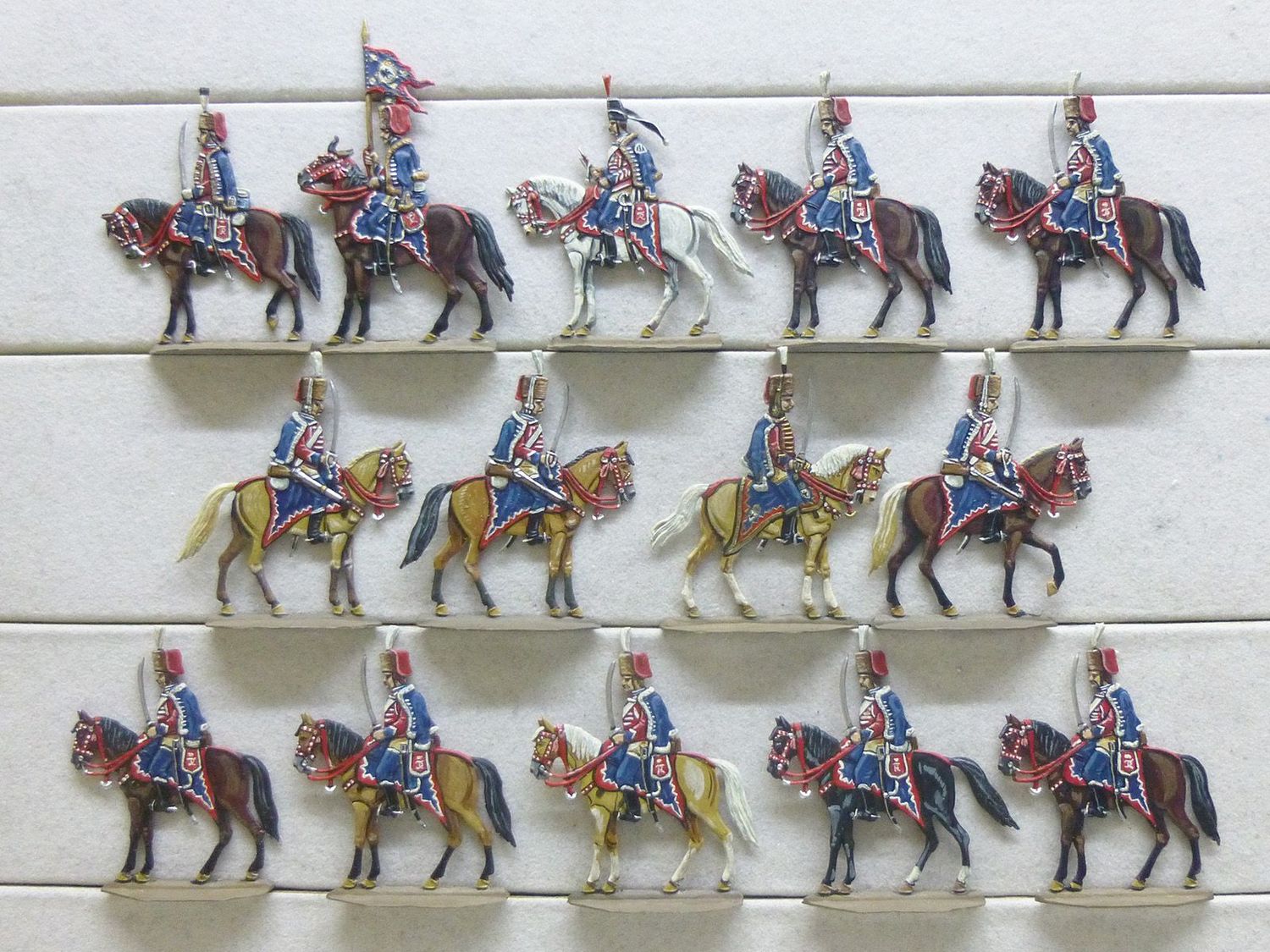 14 Zinnfiguren Preussen 3. Husaren Regiment "von Zieten" 1750 Luxusbemalung