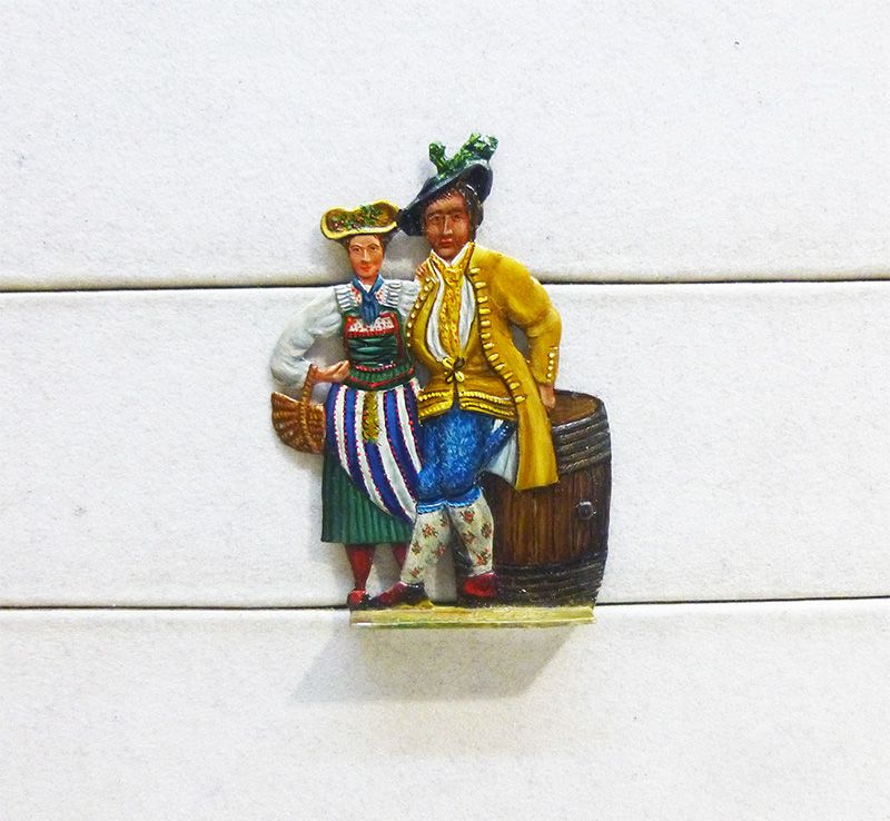 1 Zinnfigur Trachtengruppe Schweiz, Zug Belle Epoque 60mm bemalt Weiland