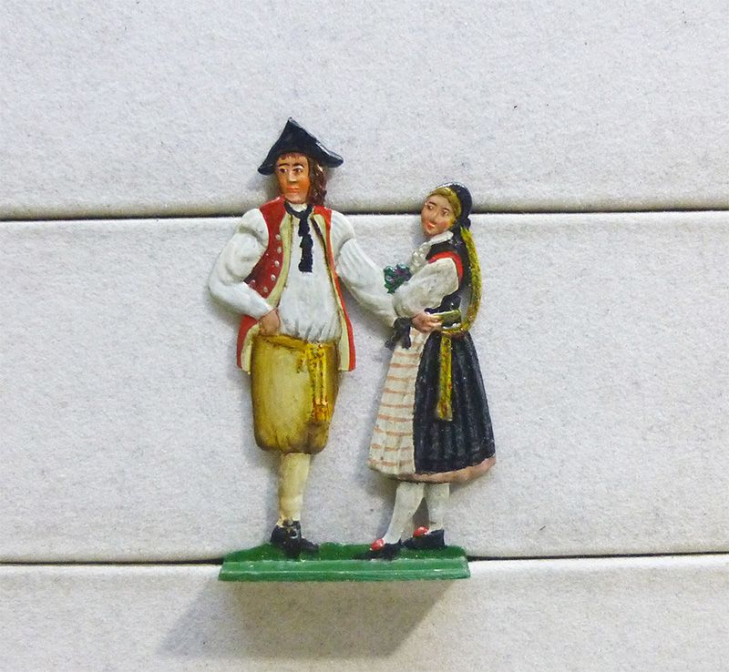 1 Zinnfigur Trachtengruppe Schweiz, Zürich Belle Epoque 54mm bemalt Weiland