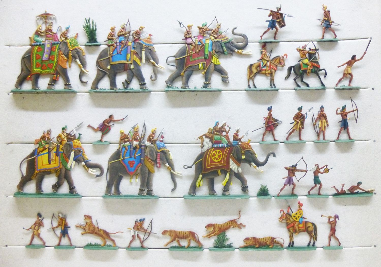 58 Zinnfiguren Indien Tigerjagd Elefanten Erotik 30mm Topbemalung