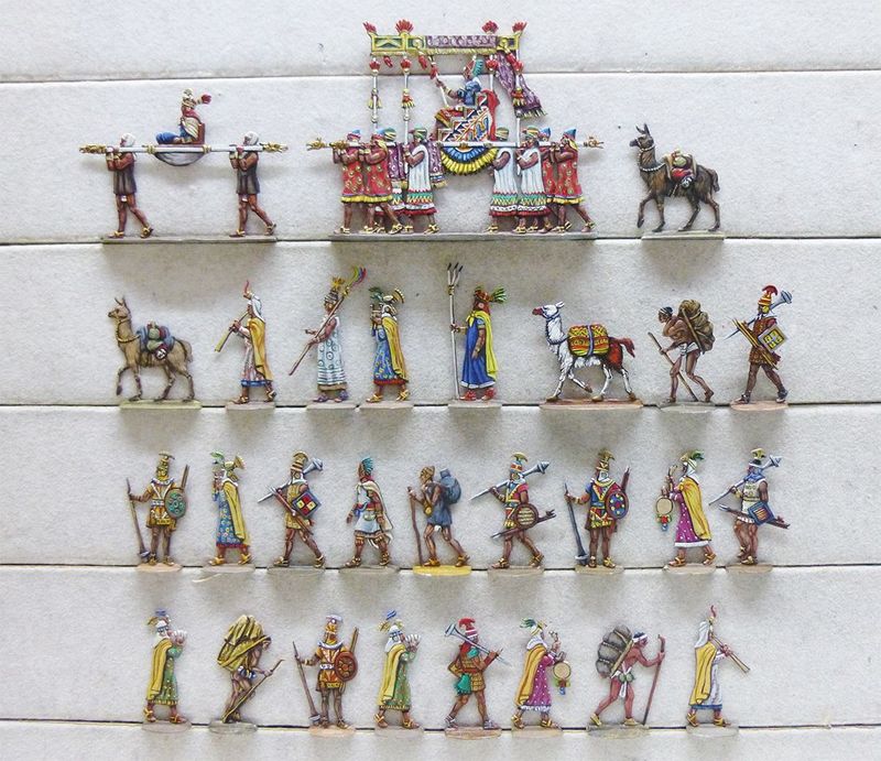 28 Zinnfiguren Peru um 1500 Inkas Fürstenzug 30mm Luxusbemalung 28 Zinnfiguren Peru um 1500 Inkas Fürstenzug 30mm Luxusbemalung