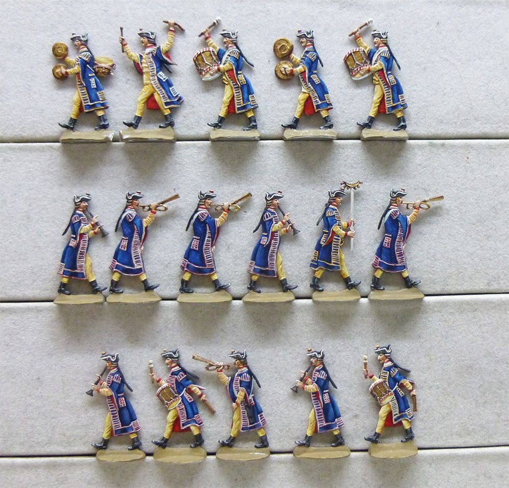 16 Zinnfiguren Preussen Musik der Artillerie 1750 Topbemalung