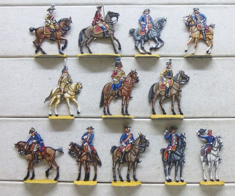 12 Zinnfiguren Preussen Gerneralstab 1750 Luxusbemalung 12 Zinnfiguren Preussen Gerneralstab 1750 Luxusbemalung