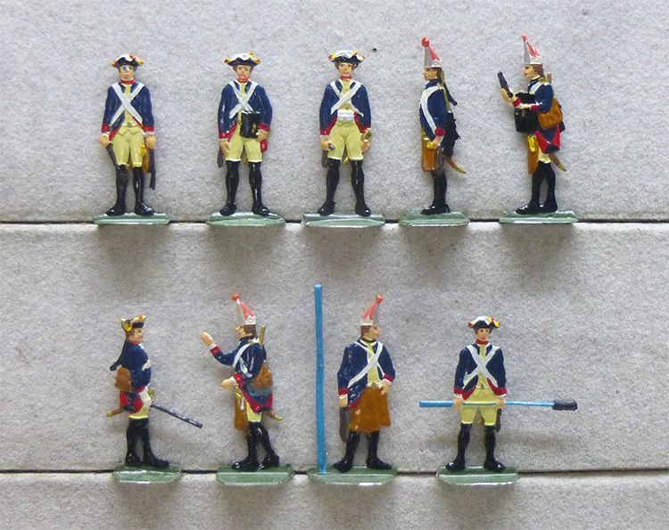9 Zinnfiguren Preussen 1750 Bataillonsartillerie, Reserve