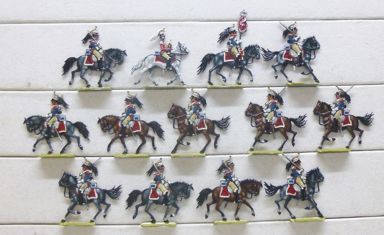 13 Zinnfiguren Polen Frankreich Kürassiere Kavallerie Napoleon bemalt