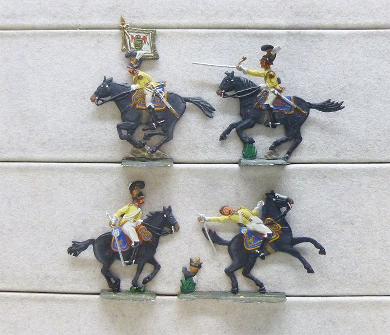 4 Zinnfiguren Sachsen Kürassiere Kavallerie Napoleon bemalt 4 Zinnfiguren Sachsen Kürassiere Kavallerie Napoleon bemalt